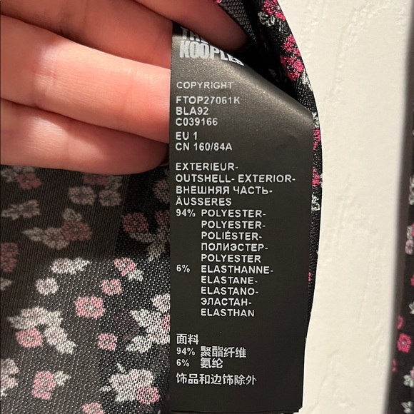 The Kooples Black and Pink Floral Mesh Long Sleeve Top - Picture 3 of 5